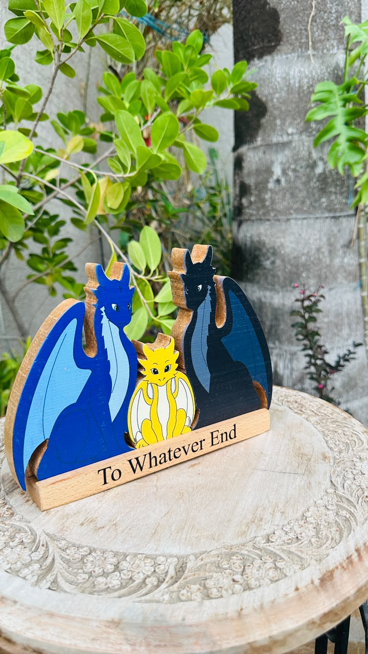 Colour Dragon Family of 3 – Personalized Wooden Decor