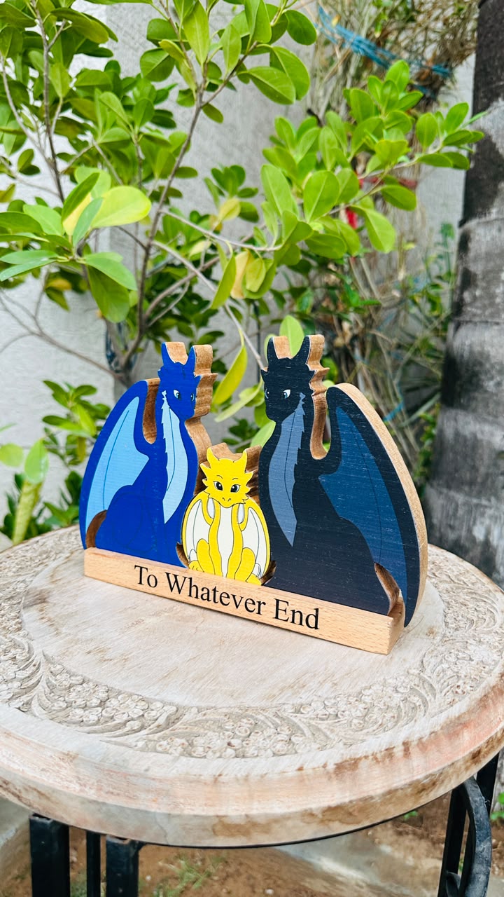 Colour Dragon Family of 3 – Personalized Wooden Decor