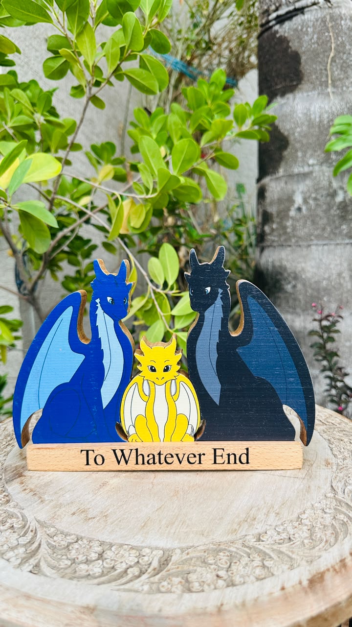 Colour Dragon Family of 3 – Personalized Wooden Decor
