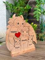Dragon & Horse Family – 10 Inch Personalized Wooden Decor