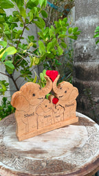 10" inch Elephant Family of 4 – Personalized Wooden Decor